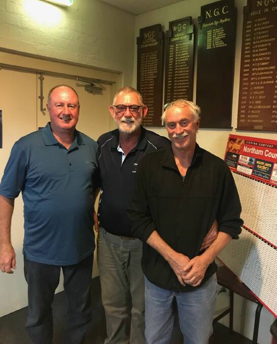 Top shelf effort: Winners of the Riverside Hotel trophy 4BBB event with club captain Max Hubble (centre). Photo: supplied.